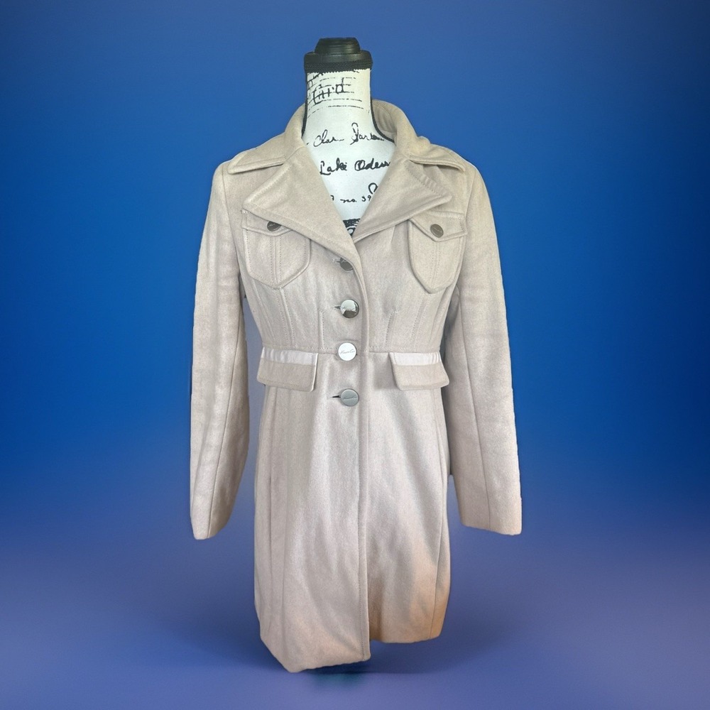 Kenneth Cole size 8 petite Tan Single Breasted 60% wool Pea Coat